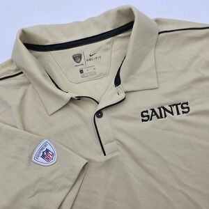 New Orlean Saints Nike Polo Shirt Mens XL Tan NFL‎ Stretch On Field Performance
